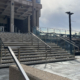 Side view of outdoor railing in university setting